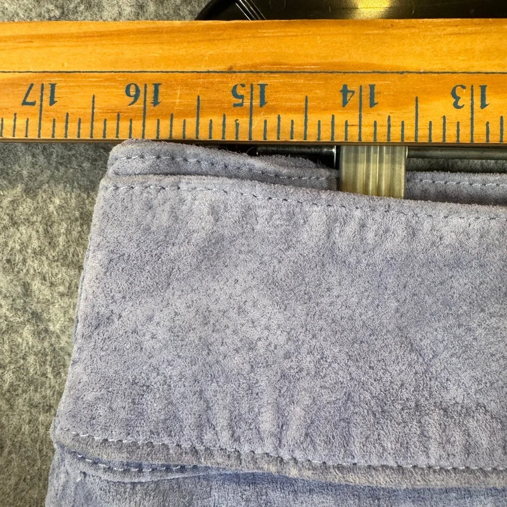 Anthropologie Suede Mini Skirt Womens 14 Leather Hippie Belted Boho Periwinkle